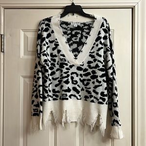 Womens Loose Knit Off The Shoulder Sweater V Neck Long Sleeve Pullover Ripped